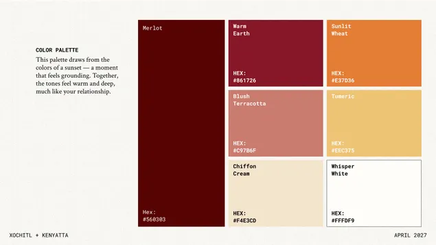 Sample color palette deliverable